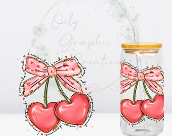 Cherry Much UV DTF 4in Decal, 16oz Glass Can Decal, Glass Cup, Decal, Wrap, Transfer, Ready to Apply, Valentine
