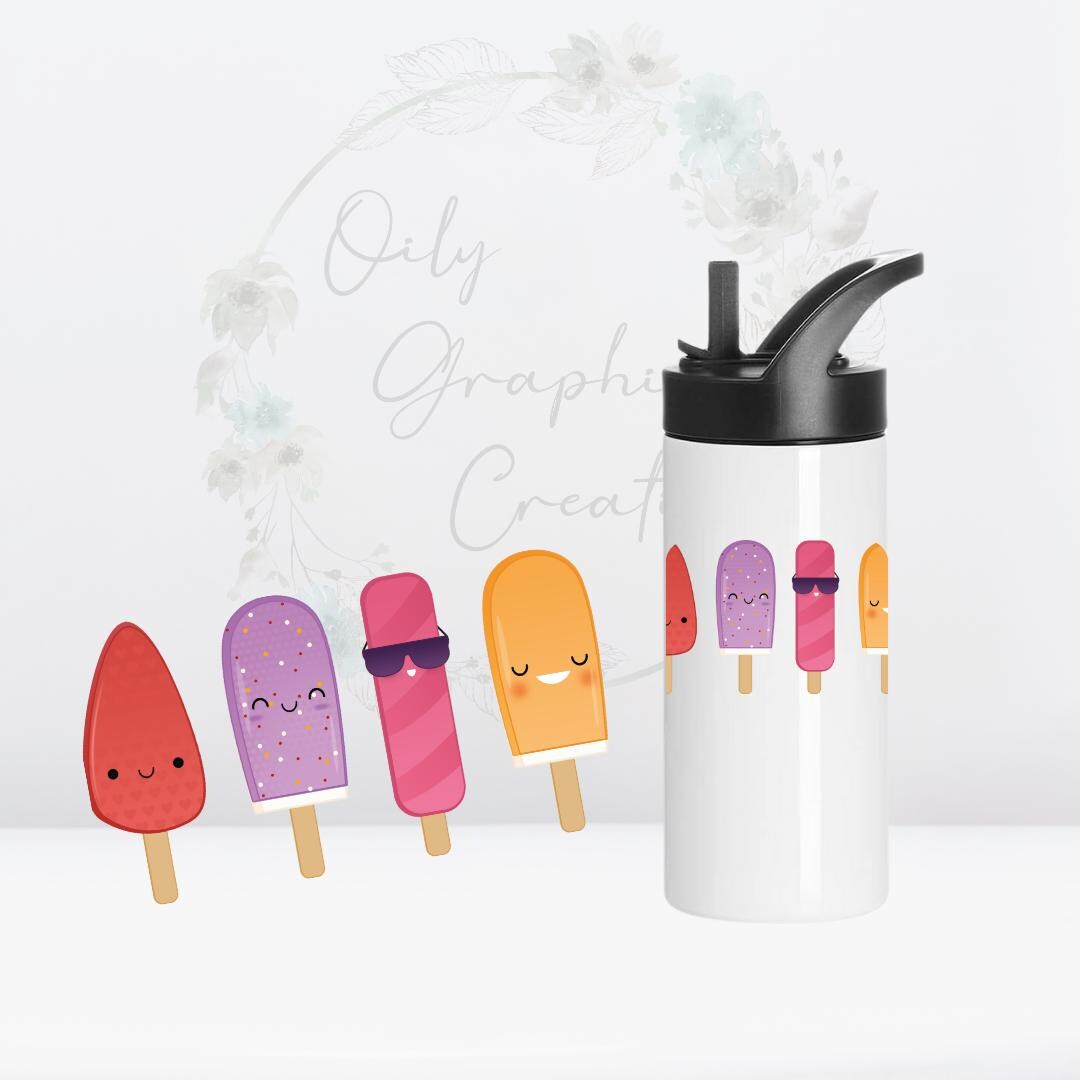 Popsicles Decal 4 Popsicles UV DTF 3in Kid Decal, Glass Can Decal, Glass Cup, Tumbler ...