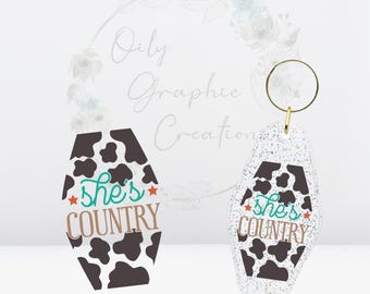 She's Country UV DTF sleutelhanger sticker, sleutelhanger sticker, hotelstijl, sticker, wrap, transfer, klaar voor toepassing, cowgirl
