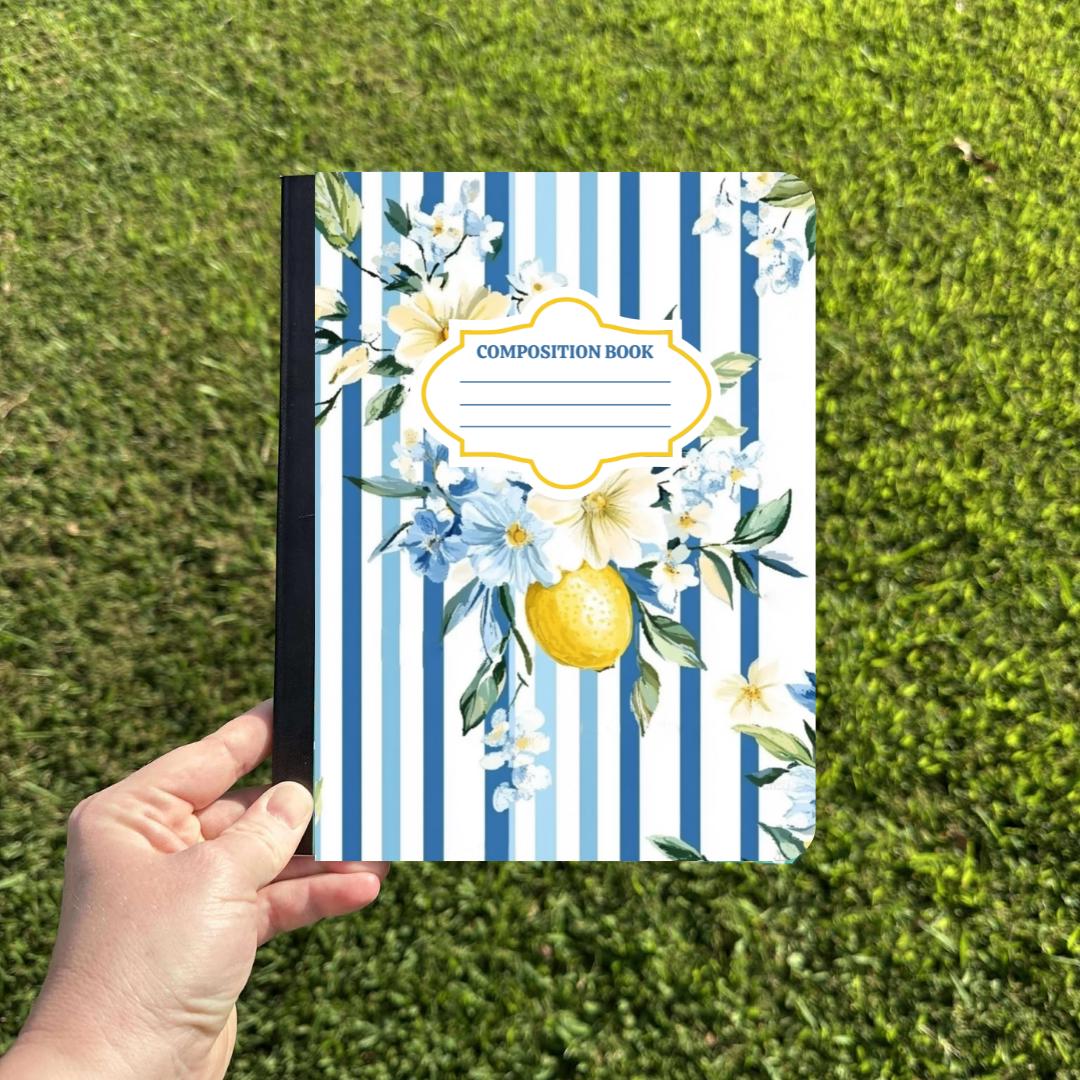 Lemons Blue Stripes Composition Notebook & Covers, School Supplies ...