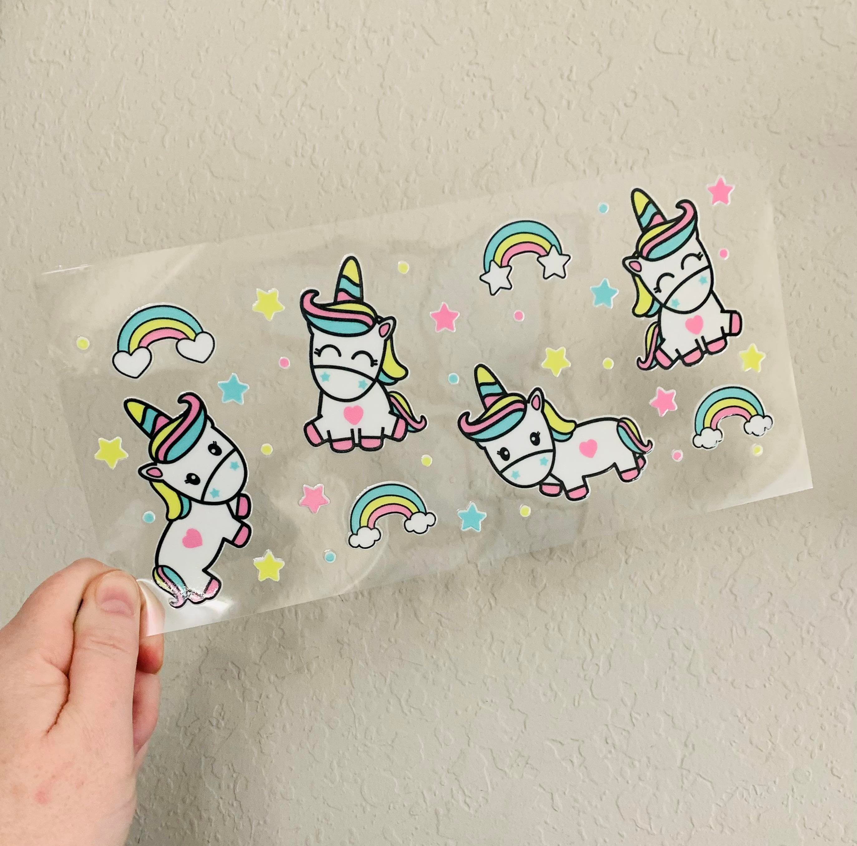 Unicorns & Rainbows UV DTF Wrap, 16oz Glass Can Wrap, Glass Cup