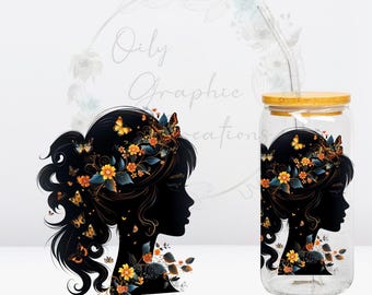 Adesivo Flower Crown UV DTF da 4 pollici, adesivo per lattina di vetro da 16 once, bicchiere di vetro, adesivo, involucro, trasferimento, pronto per l'applicazione, floreale
