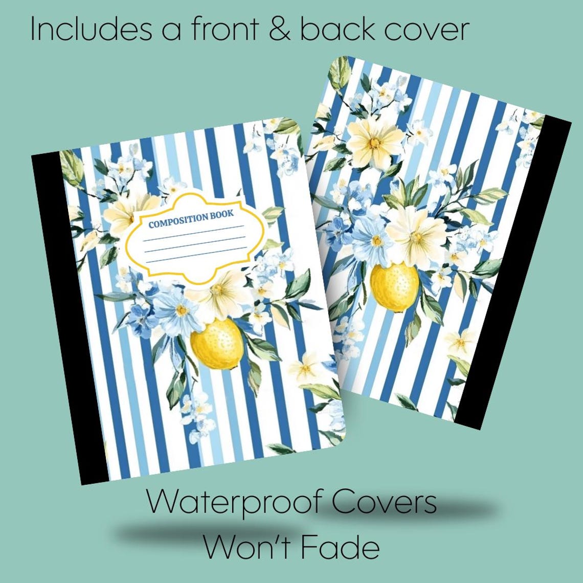 Lemons Blue Stripes Composition Notebook & Covers, School Supplies ...