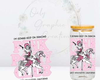 Pink Pony Club UV DTF 4in Decal, 16oz Glass Can Decal, Glass Cup, Decal, Wrap, Transfer, Ready to Apply, Dancing, California, Dance, Pink