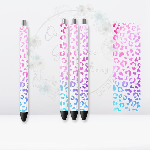 Faded Rainbow Cheetah Pen UV DTF Decal, Pen Decal, Pen Wrap, Ball Point Pen, Decal, Wrap, Transfer, Ready to Apply, Animal Print, Colorful