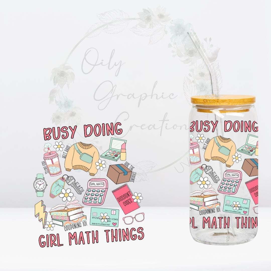 Girl Math Things UV DTF 4in Decal, 16oz Glass Can Decal, Glass Cup ...
