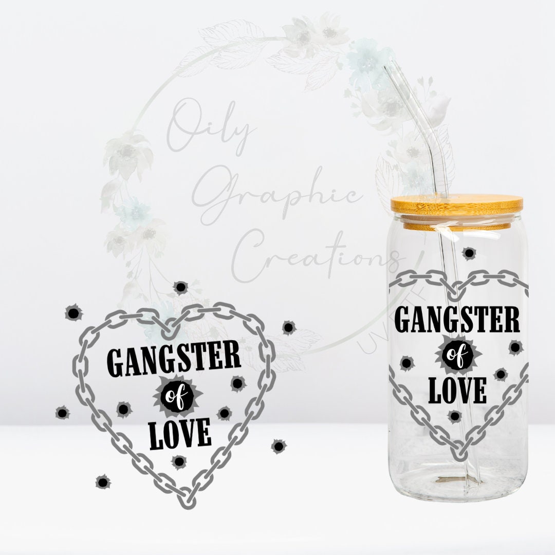 Gangster Love Heart UV DTF 4in Decal, 16oz Glass Can Decal, Glass Cup,  Decal, Wrap, Transfer, Ready to Apply, Gangster, Love, Heart, Bullets - Etsy, image size:1080x1080