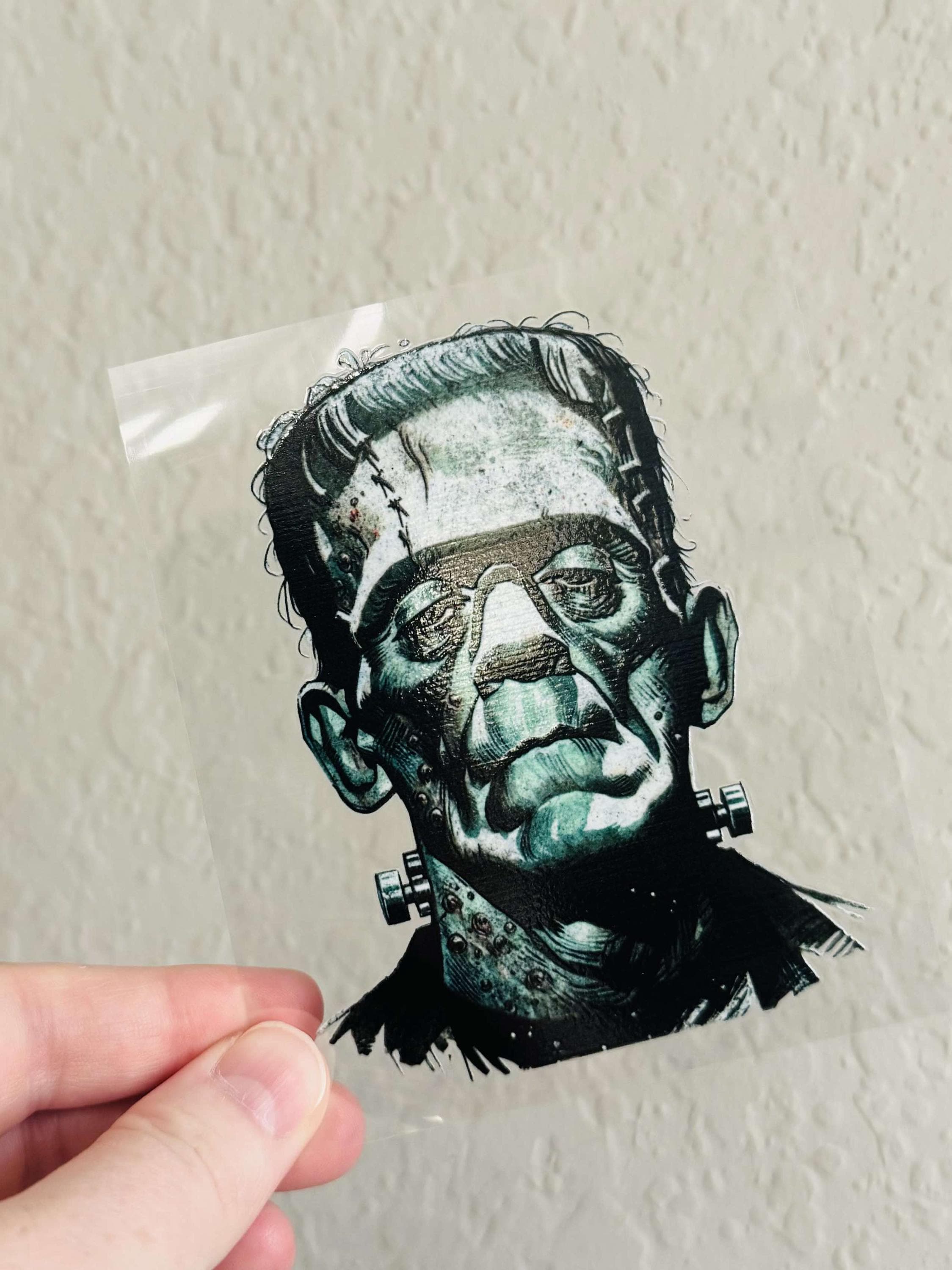 Frankenstein UV DTF 4in Decal, 16oz Glass Can Decal, Glass Cup