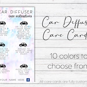 Car Diffuser Care Cards, Printed Care Card, Diffuser Care, Diffuser Instruction, Small Business Shop, Small Business, Diffuser, Car Diffuser