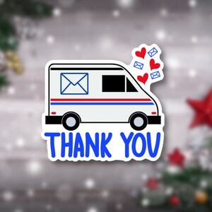 Obrigado, caminhão de correio, adesivos de correio feliz, adesivos de embalagem, correio feliz, pequenas empresas, folha de adesivos, embalagem, caminhão de correio, carteiro