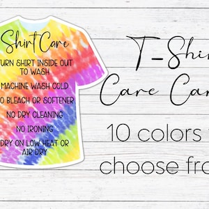 Shirt Care Cards, printed care cards, tshirt care, washing instructions, shirt shop, shirt business, cut out care cards