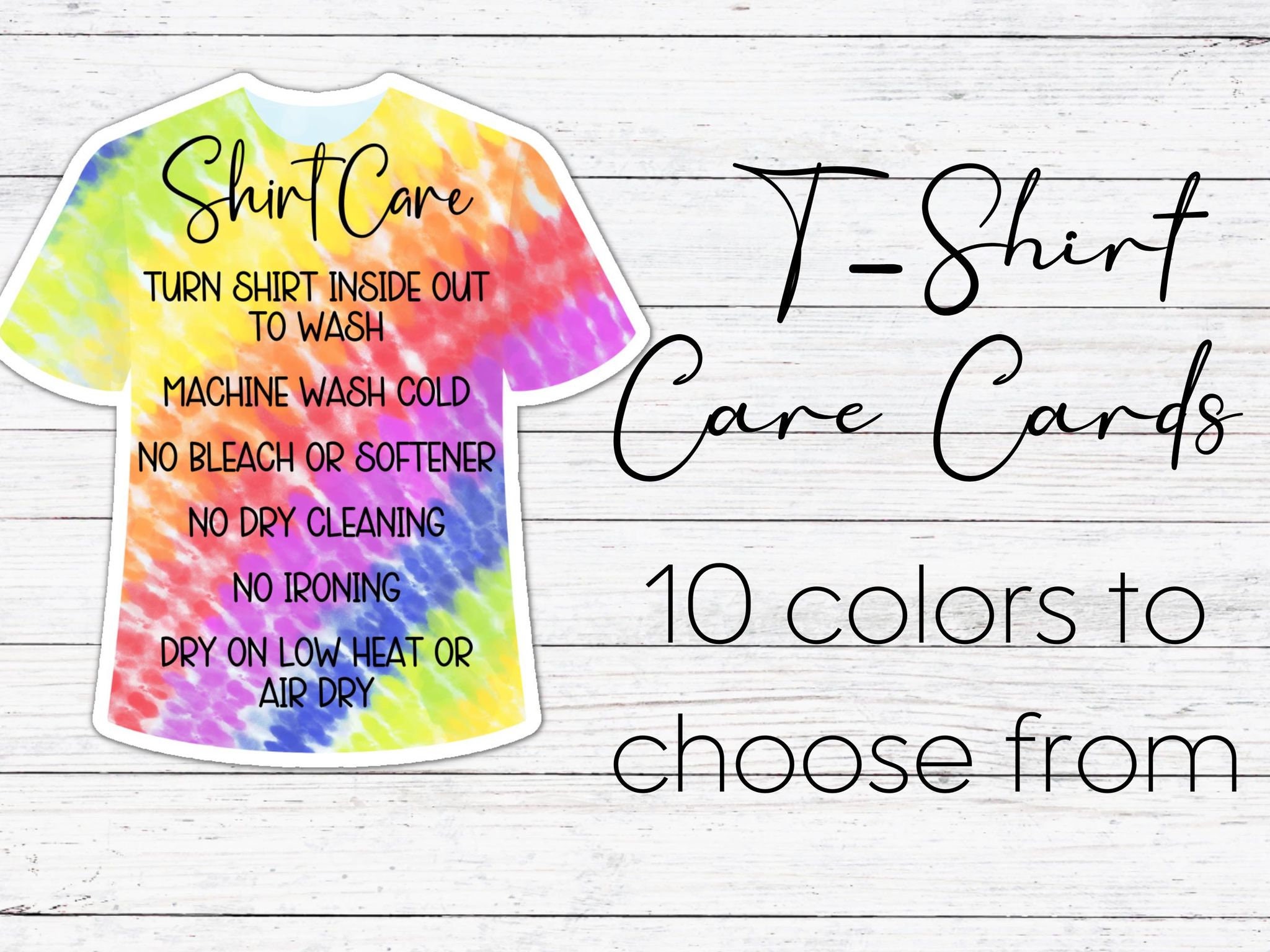 Shirt Care Cards, Printed Care Cards, Tshirt Care, Washing Instructions ...