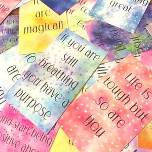 Tarjetas motivacionales (paquete de 60), citas positivas, inspiradoras, positivas, positividad, tarjeta de apoyo, eres suficiente, la vida es dura