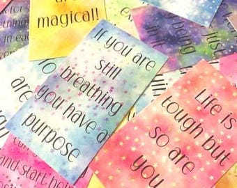 Motivational Cards, 60 Pack Variety, Positive Quotes, Inspirational, Positive, Positivity, Support Card, You Are Enough, Life is Tough