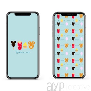 Snackland iPhone Wallpaper Set of 2, Mickey Snacks, Digital Download