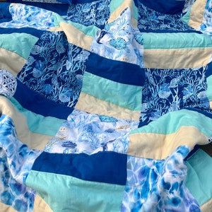 Ocean themed, handmade baby quilt.