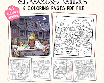 Spooky Girl: Personajes adorables y originales en momentos acogedores para relajarse. Libro para colorear de Coco Wyo.