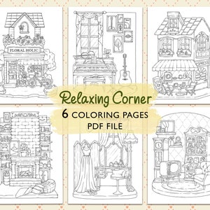 Relaxing Corner: Peaceful Spaces Coloring Book by Coco Wyo