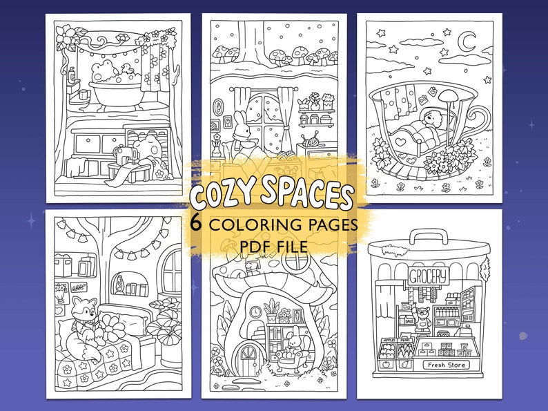 Cozy Spaces: Cute Animal Corners Coloring Book by Coco Wyo image 1