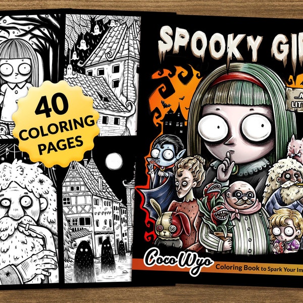 Spooky Town: Libro para colorear de terror y kawaii para relajarse de Coco Wyo