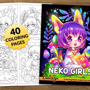 Neko Girls: Kawaii Coloring Book for Relaxing by Coco Wyo