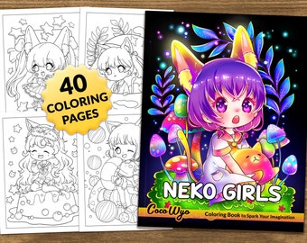 Neko Girls: Kawaii Coloring Book for Relaxing by Coco Wyo