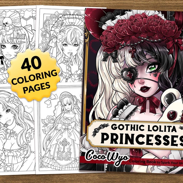 Princesas góticas de lolita: libro para colorear de moda para relajarse de Coco Wyo