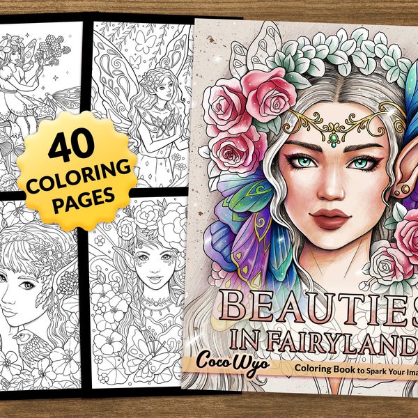 Beauties in Fairyland: Fantasy Coloring Book for Relaxing by Coco Wyo