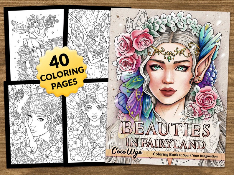 Beauties in Fairyland Fantasy Coloring Book for Relaxing by Etsy
