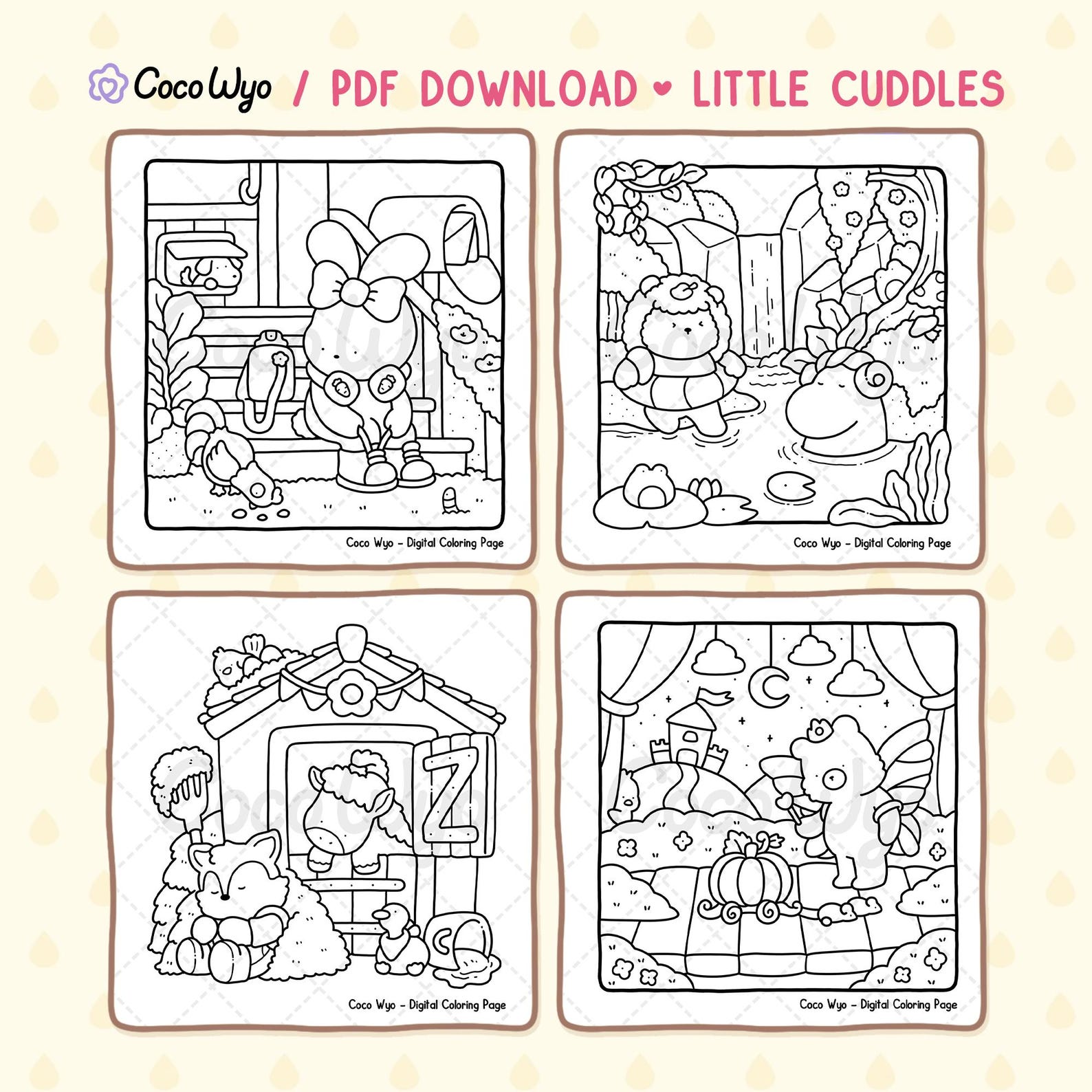 Little Cuddles | Combo 2: Super Cute Animal Characters Coloring Pages ...