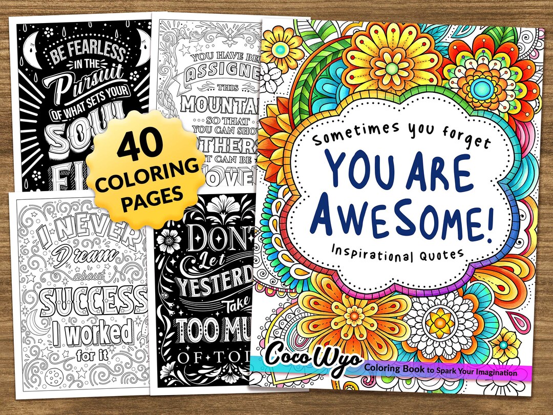 You Are Awesome: Inspirational Coloring Book for Adults by Coco Wyo - Etsy