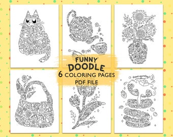 Funny Doodle: Humorous Coloring Book by Coco Wyo