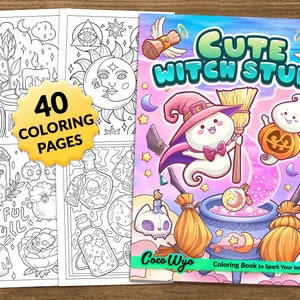 Cute Witch Stuff: Cute Coloring Book for Relaxing by Coco Wyo