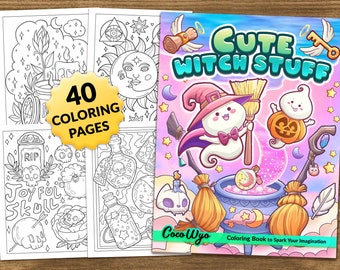 Cute Witch Stuff: Cute Coloring Book for Relaxing by Coco Wyo