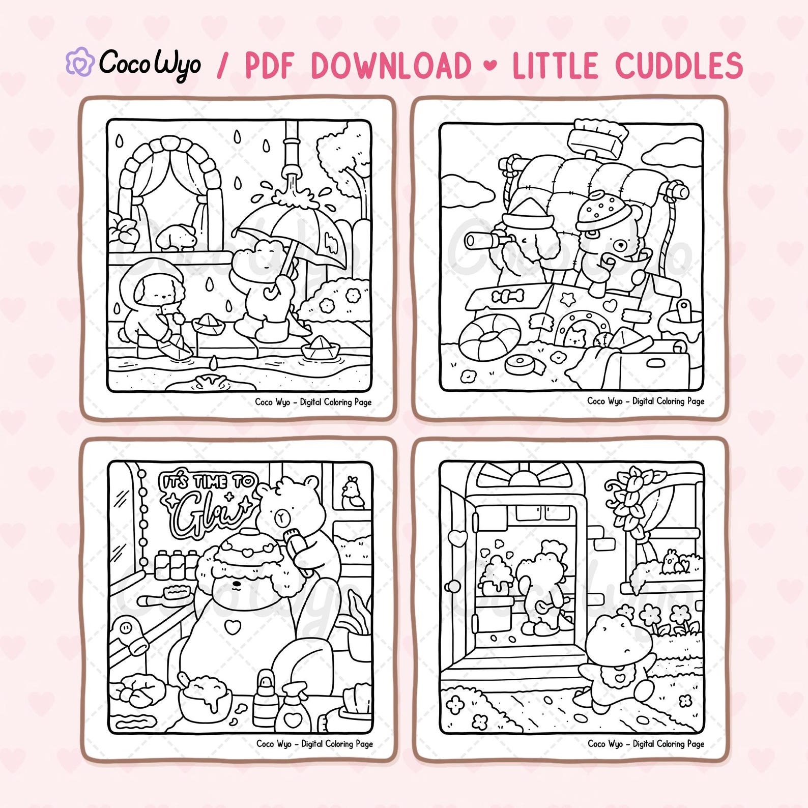 Little Cuddles | Combo 1: Super Cute Animal Characters Coloring Pages ...