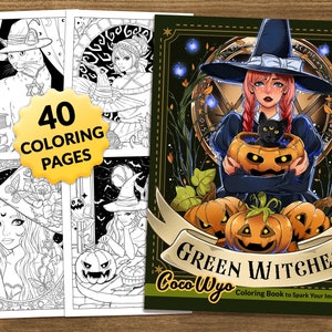 Green Witches: Fantasy Coloring Book for Adults by Coco Wyo