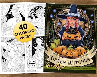 Green Witches: Fantasy Coloring Book for Adults by Coco Wyo