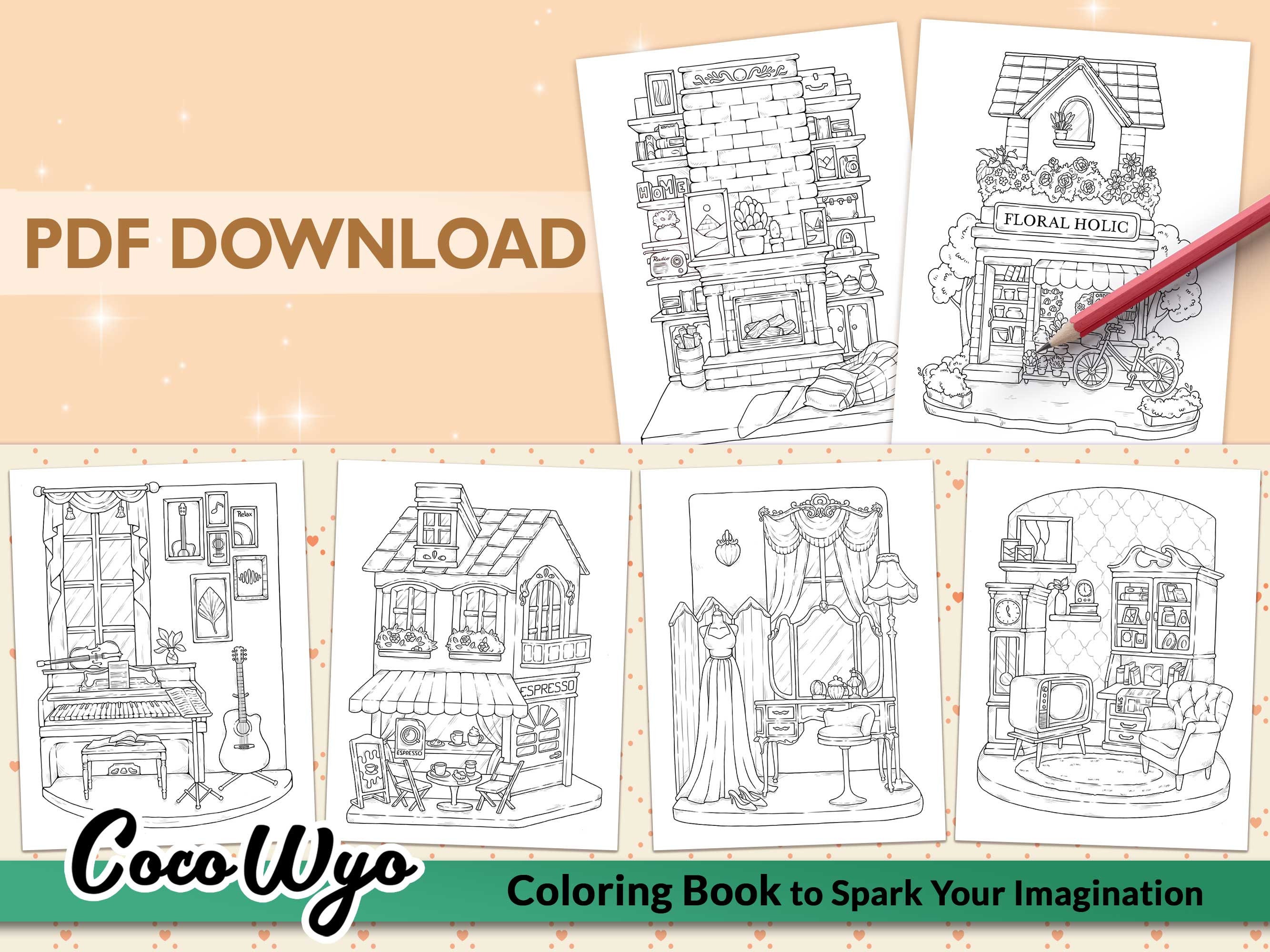 Relaxing Corner: Peaceful Spaces Coloring Book by Coco Wyo - Etsy