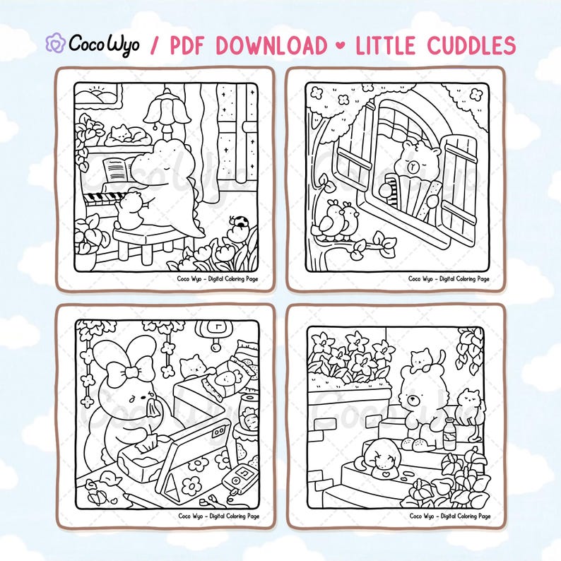 Little Cuddles | Combo 4: Super Cute Animal Characters Coloring Pages ...