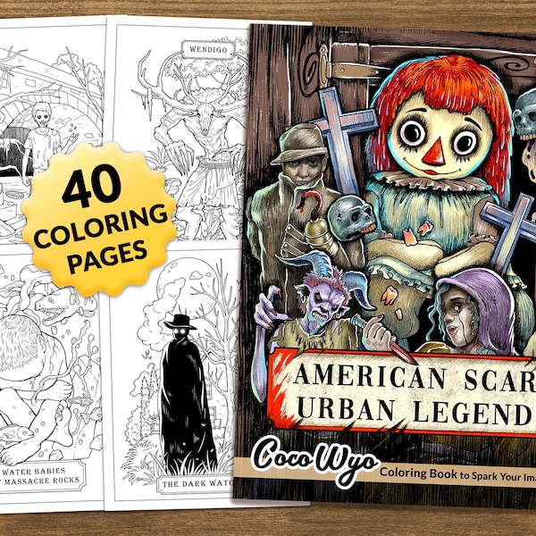 American Scary Urban Legends: Horror Coloring Book for Relaxing by Coco Wyo