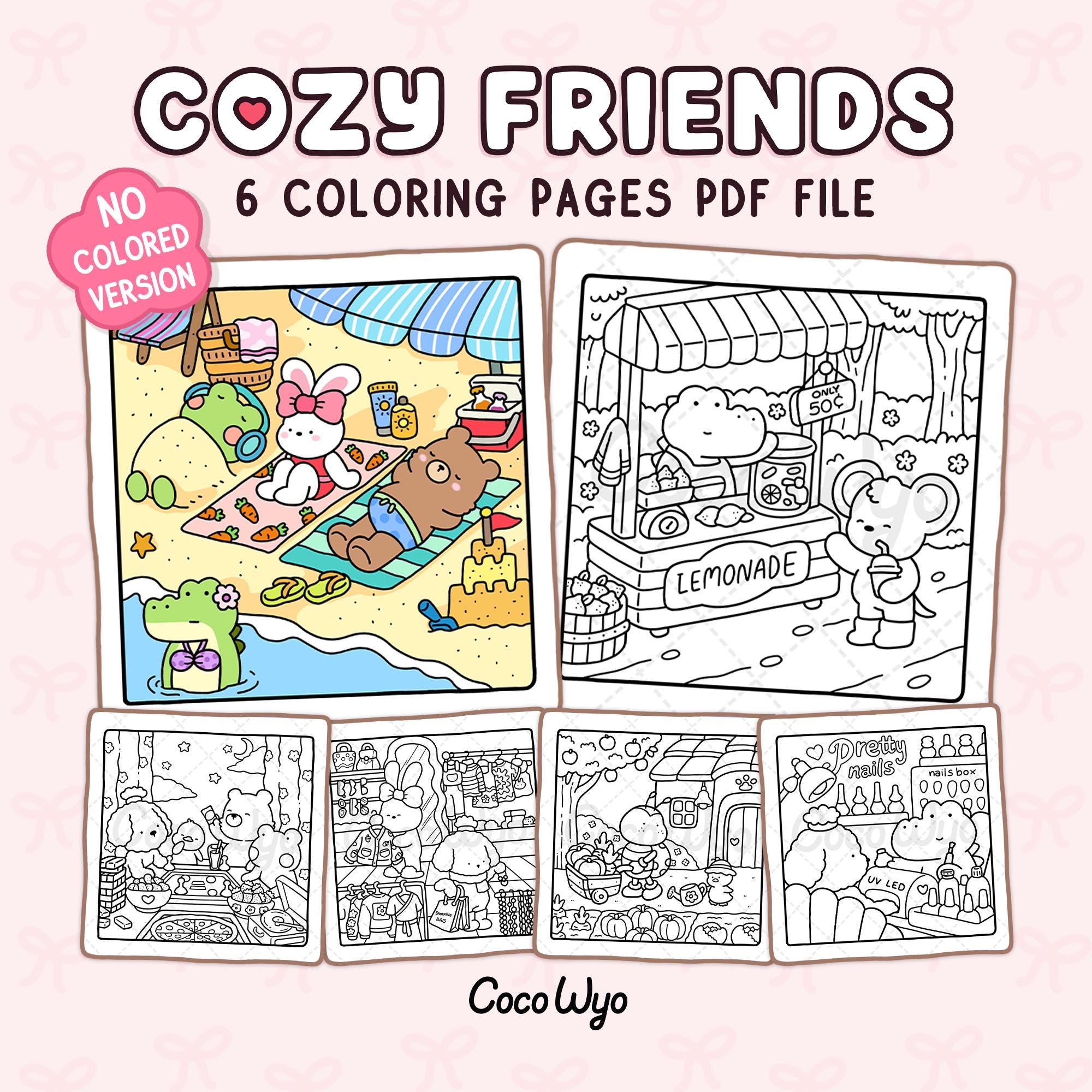 Cozy Friends Libro para Colorear de Coco Wyo – Tiernos Animales, Descarga Digital