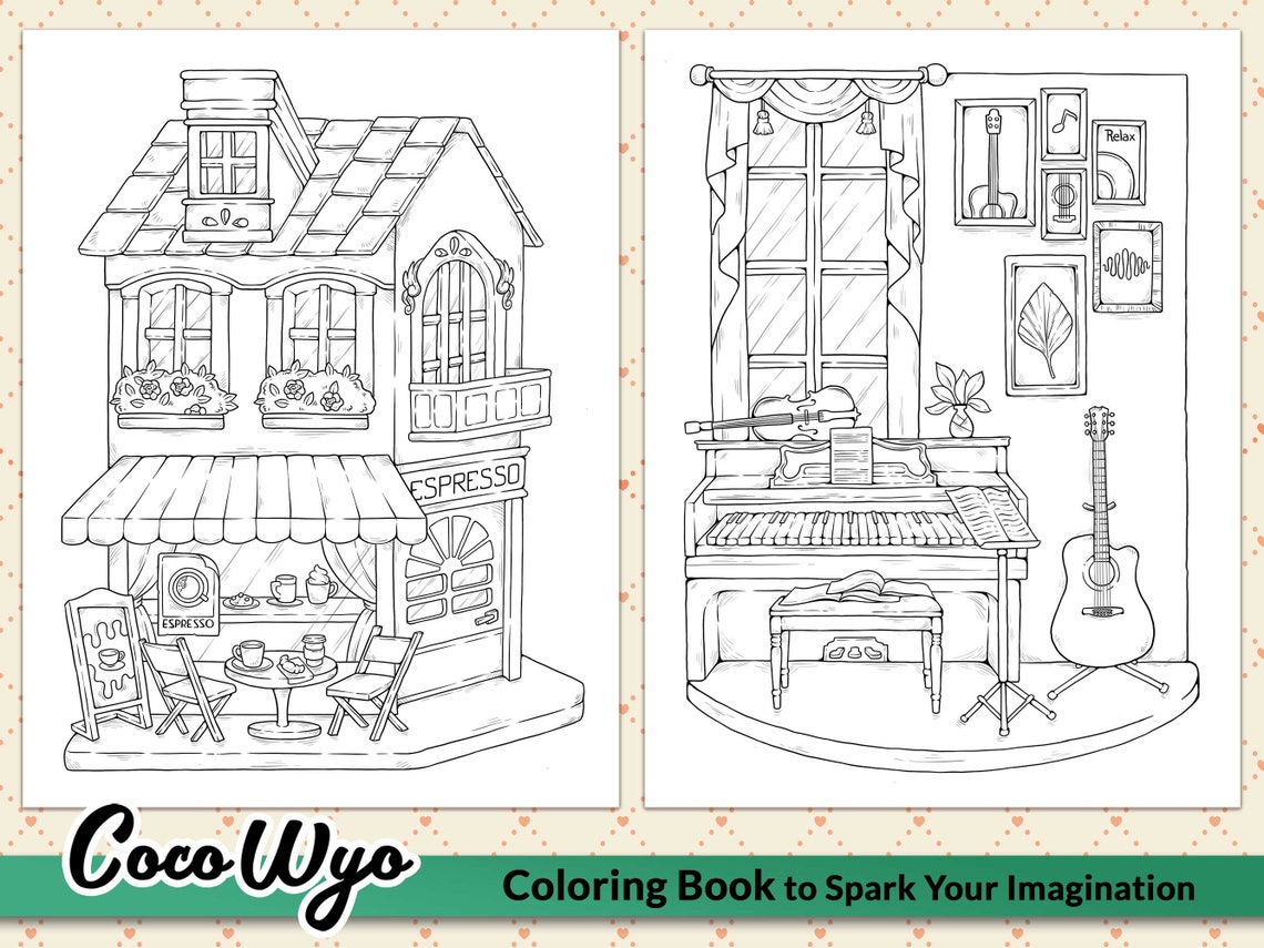 Relaxing Corner: Peaceful Spaces Coloring Book by Coco Wyo - Etsy