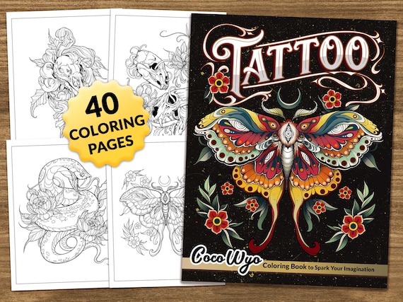 Tattoo: Beautiful Tattoos Coloring Book for Adults by Coco