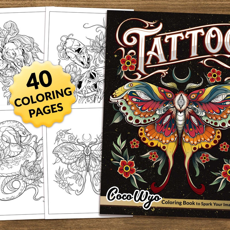 Tattoo Coloring Book - Etsy