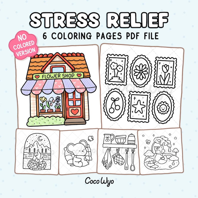 Stress Relief: Simple and Relaxing Coloring Book by Coco Wyo image 1