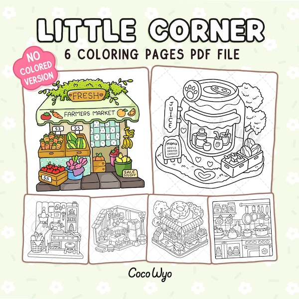 Little Corner: Super Cute Designs of Cozy, Hygge Spaces Coloring Book by Coco Wyo
