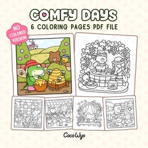 Comfy Days: Super Cute Animal Characters in Cozy Hygge Moments Coloring Book by Coco Wyo