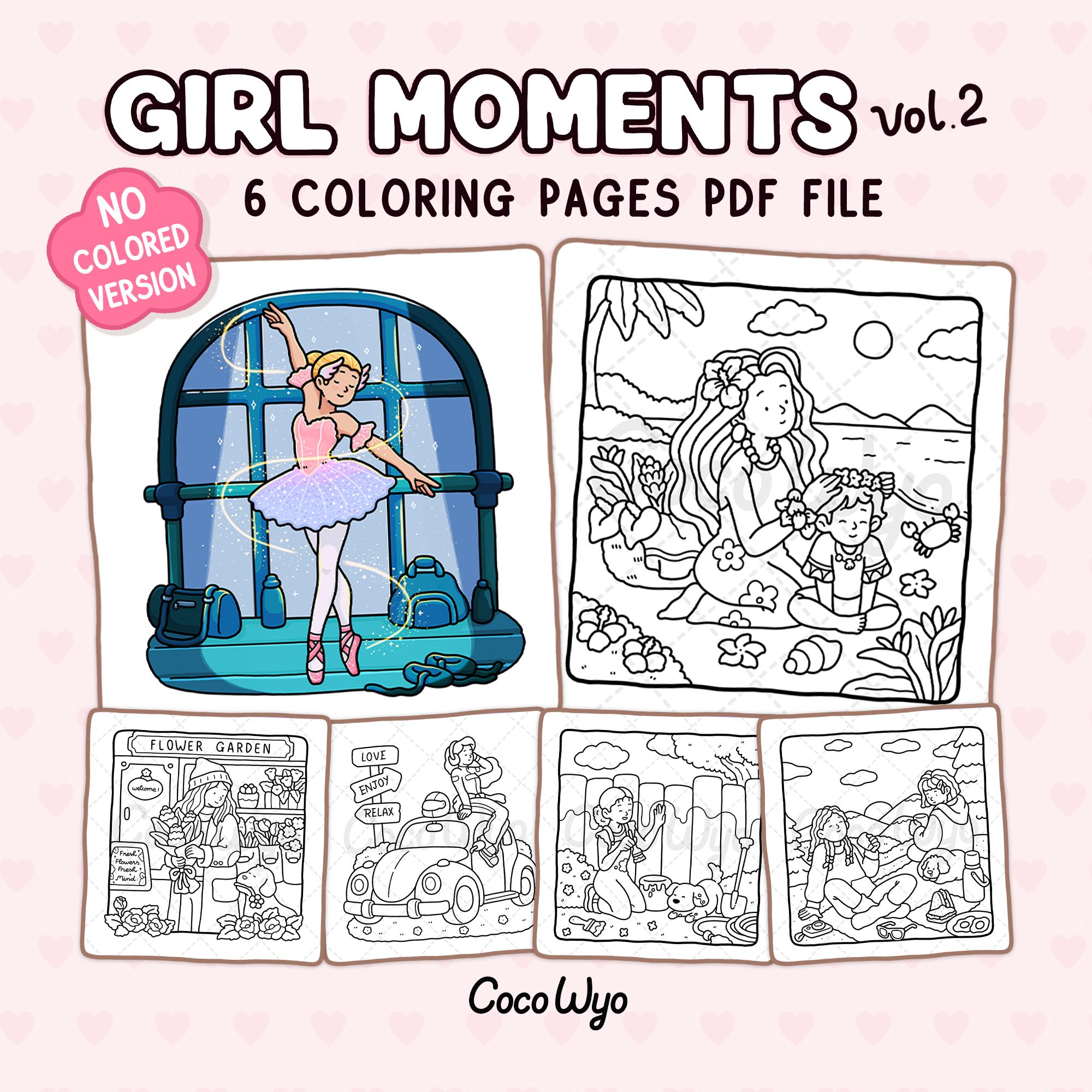 Girl Moments Bd. 2: Gemütliche Alltagsmomente Entspannungs-Malvorlagen von Coco Wyo (Digitaler Download)