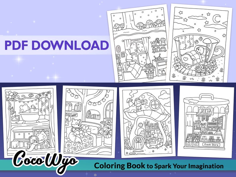 Cozy Spaces: Cute Animal Corners Coloring Book by Coco Wyo image 2