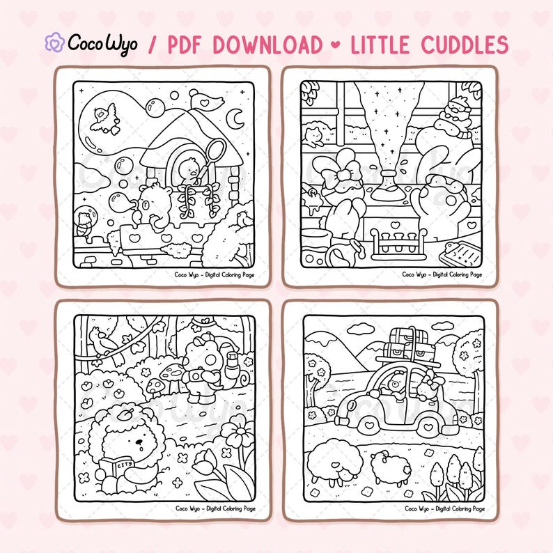 Little Cuddles | Combo 1: Super Cute Animal Characters Coloring Pages ...